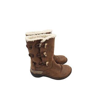UGG Australia Kona mid-calf boots brown leather shearling lining toggle closure